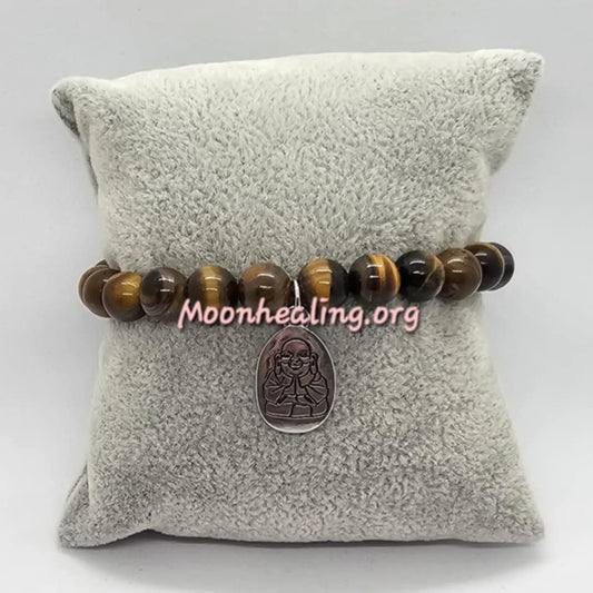 Tigers Eye Crystals with Buddha Charm Bracelet