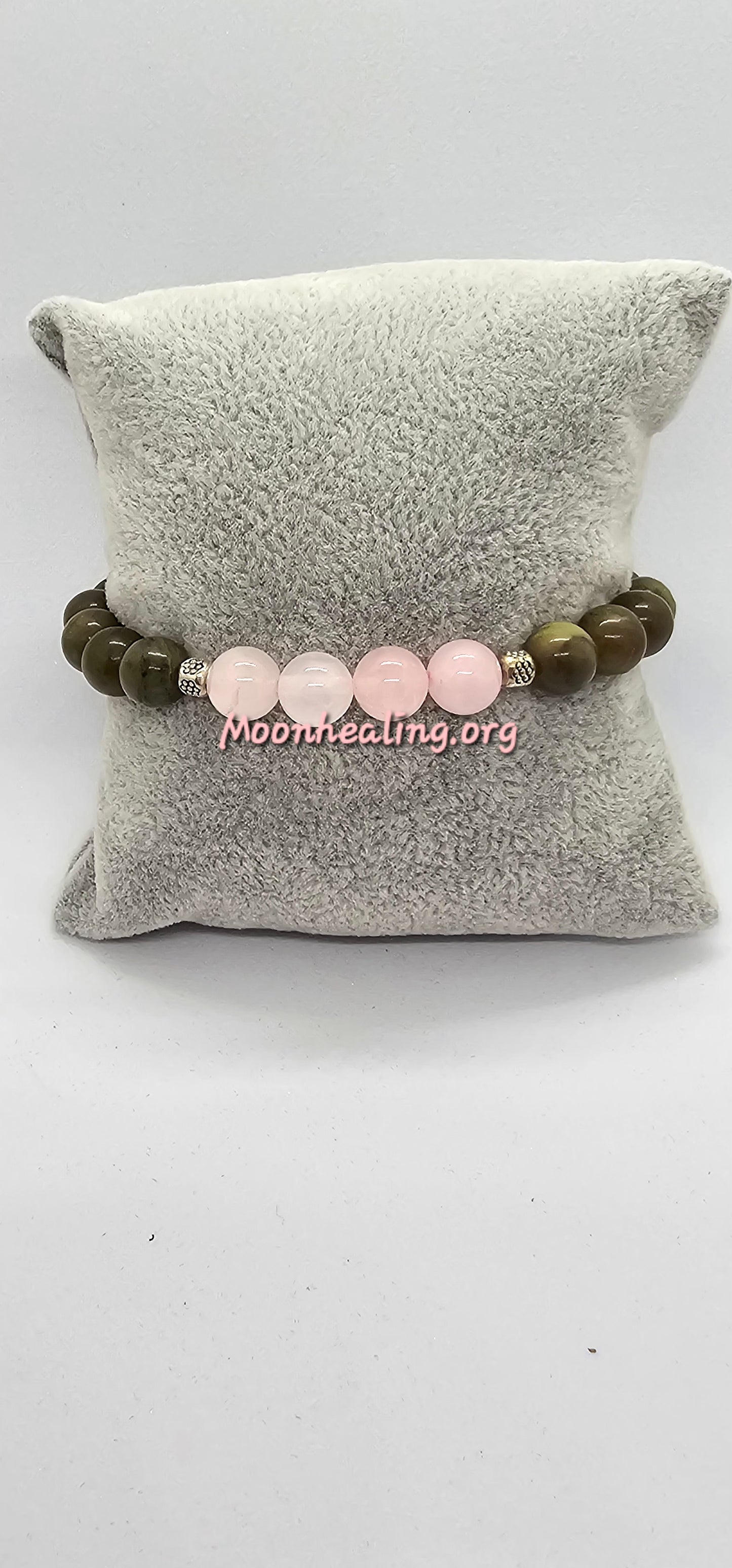 Rose Quartz and Green Jade Crystal Bracelet