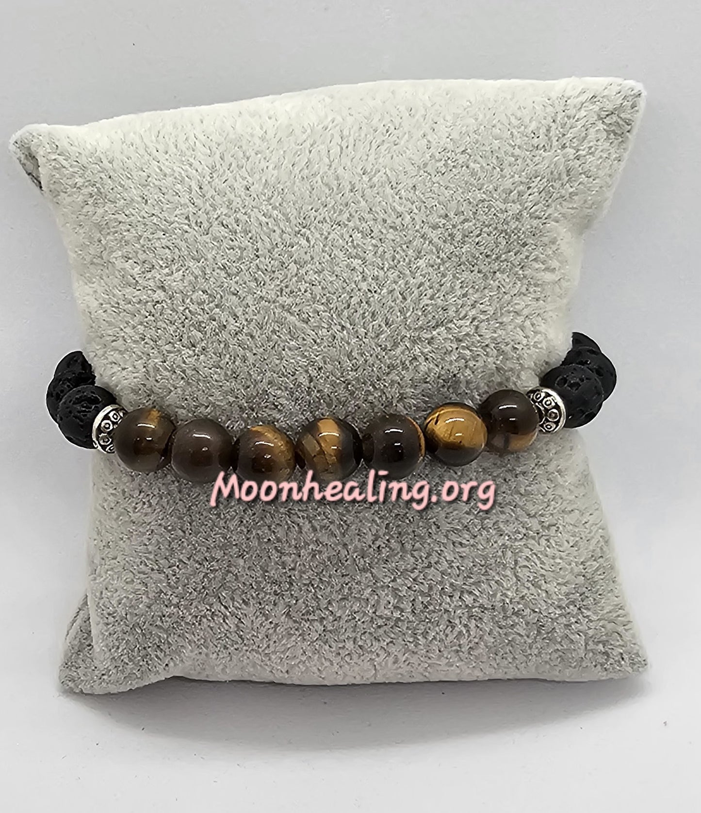 Tigers Eye Crystals with Natural Diffusing Lava Stone Bracelet