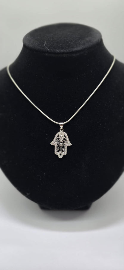 Hamsa Necklace (Silver plated)