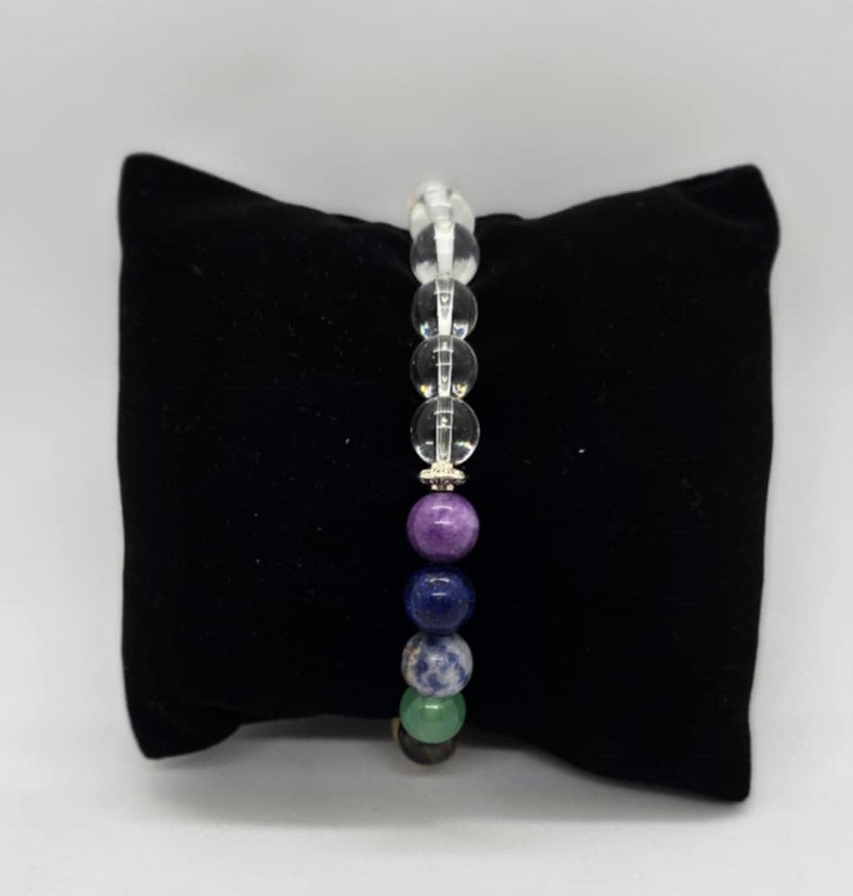 7 Main Chakra Bracelet with Clear Quartz