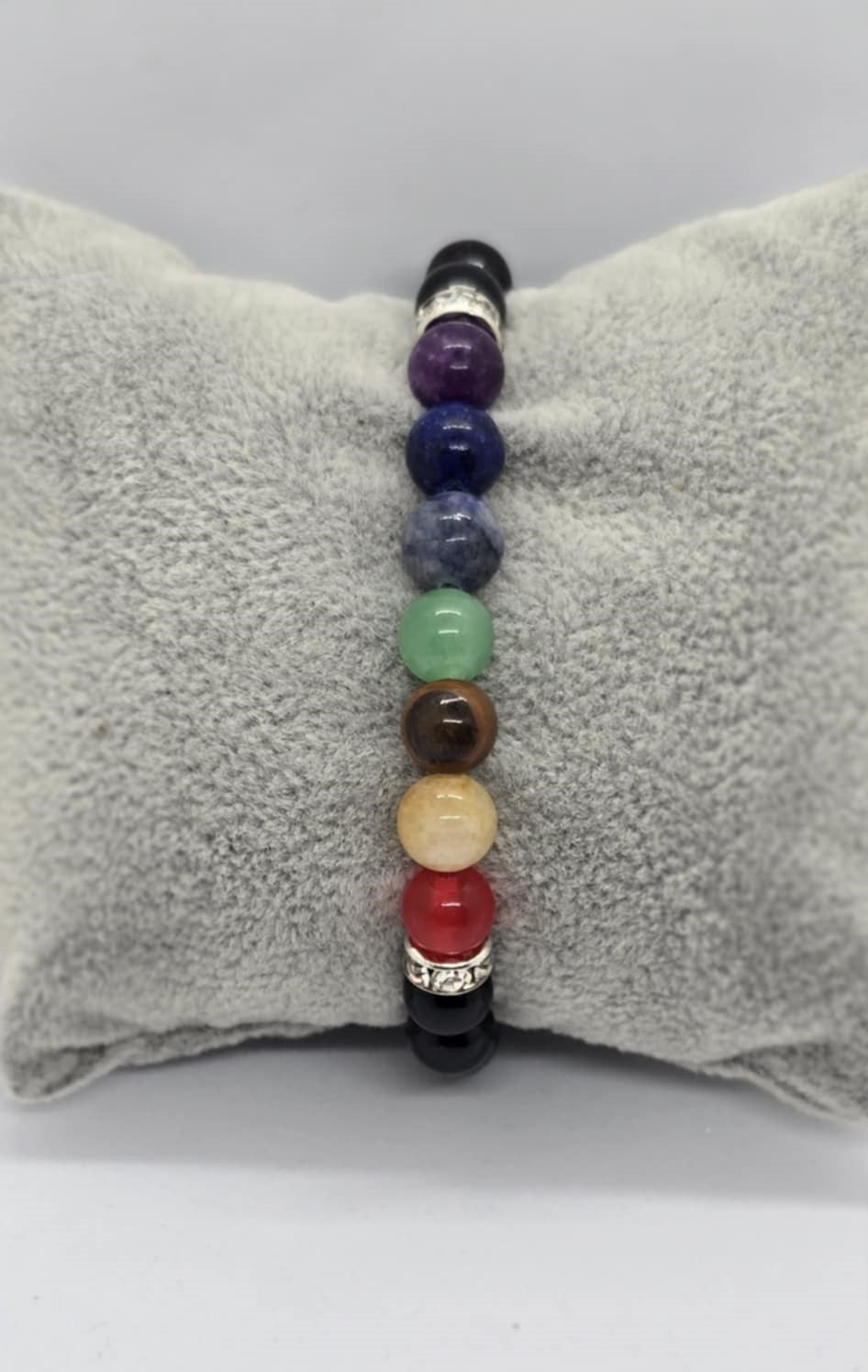 7 Main Chakra Bracelet with Natural Black Tourmaline