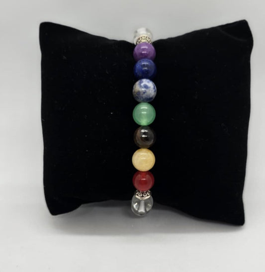7 Main Chakra Bracelet with Clear Quartz
